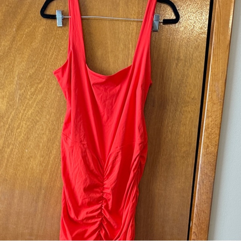 Elegant Red Ruched Dress